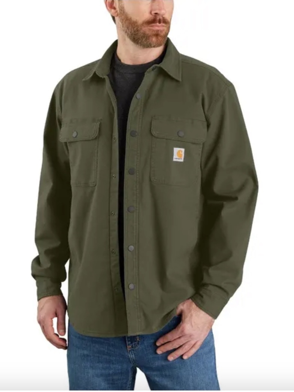 NWT Carhartt Shirt Jacket Mens 2XL Green Relaxed Fit Rugged Flex Fleece Lined